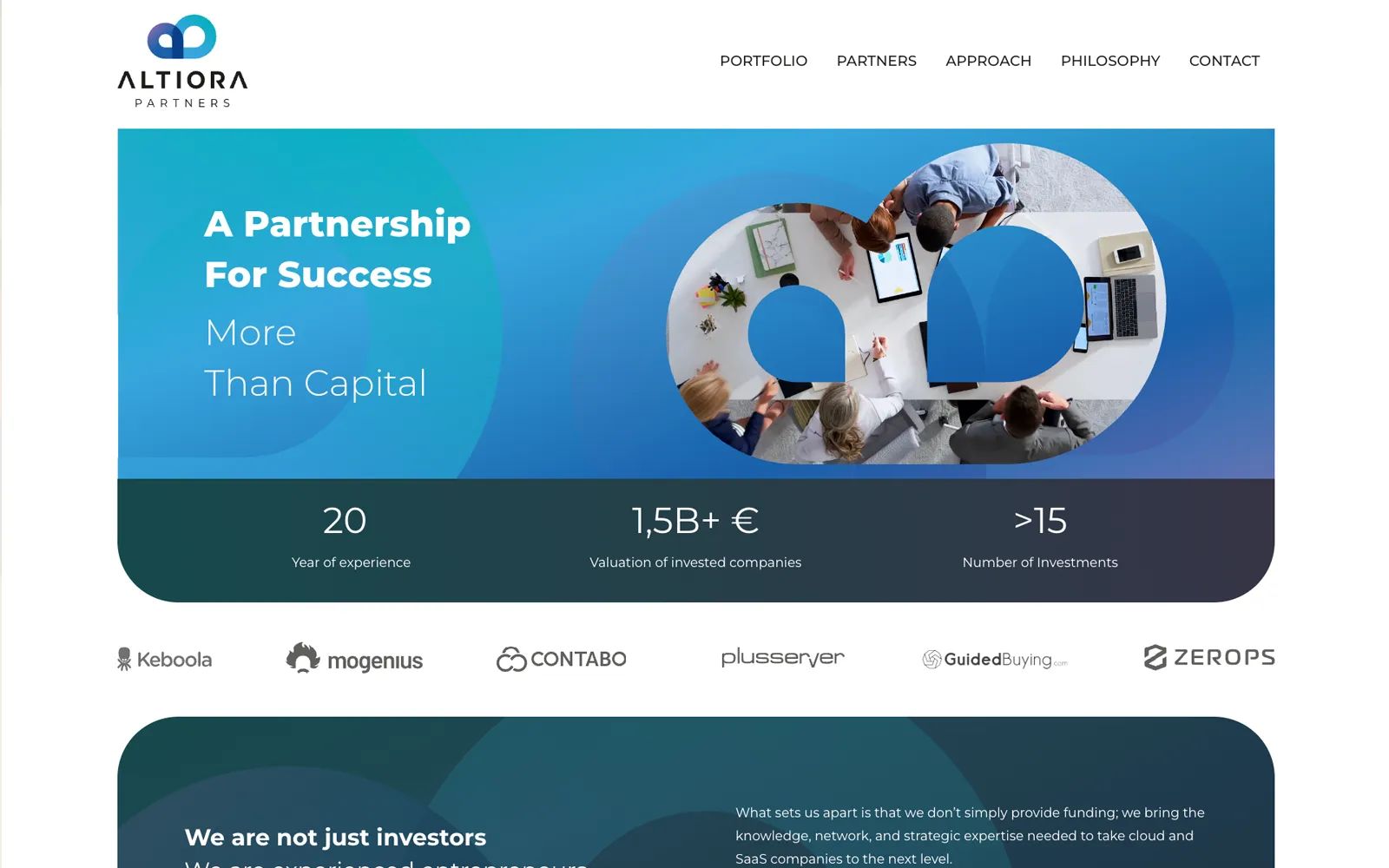 Screenshot webu Altiora Partners