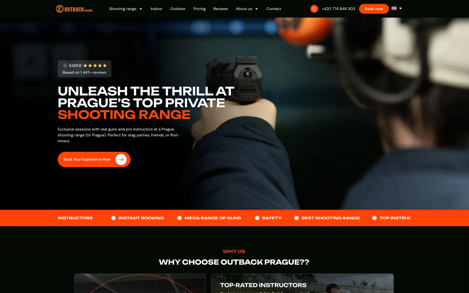 Screenshot webu Outback Prague