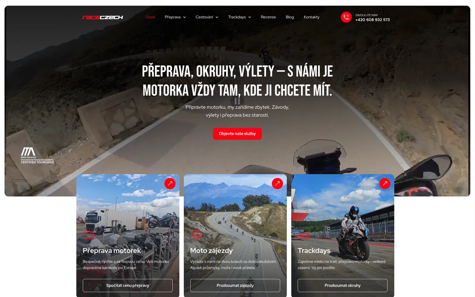 Screenshot webu Raceczech.cz